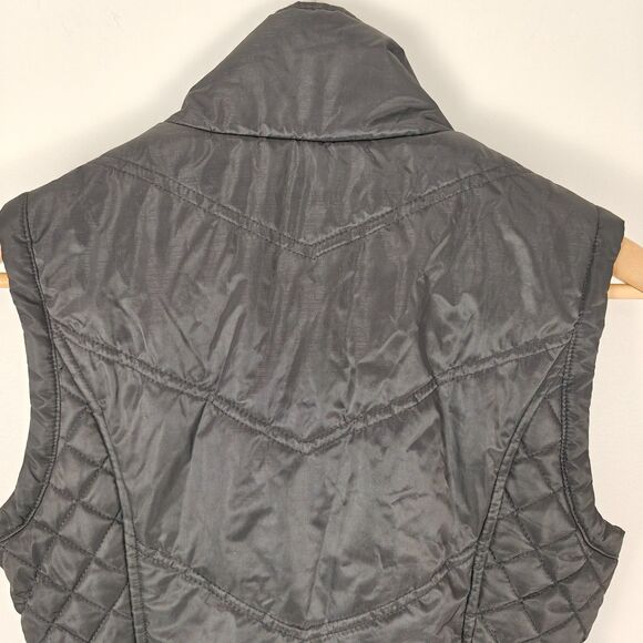 Guess Quilted Button Up High Collar Black Vest With Belt Size M Y2K Glam Rock - Picture 5 of 9